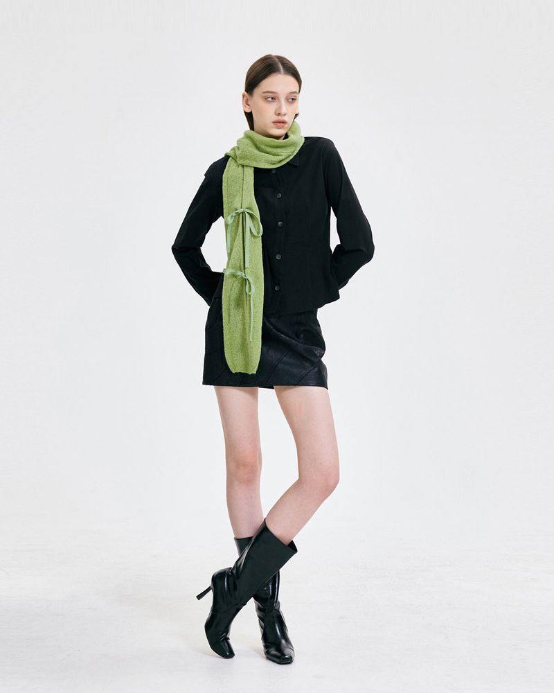 Ribbon Tied Muffler _ GREEN