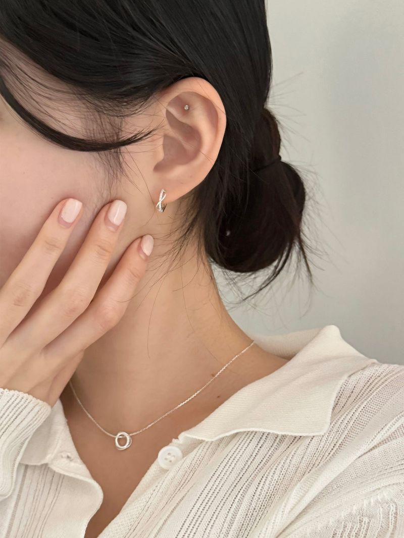 [Silver 925] wave ring earring necklace set