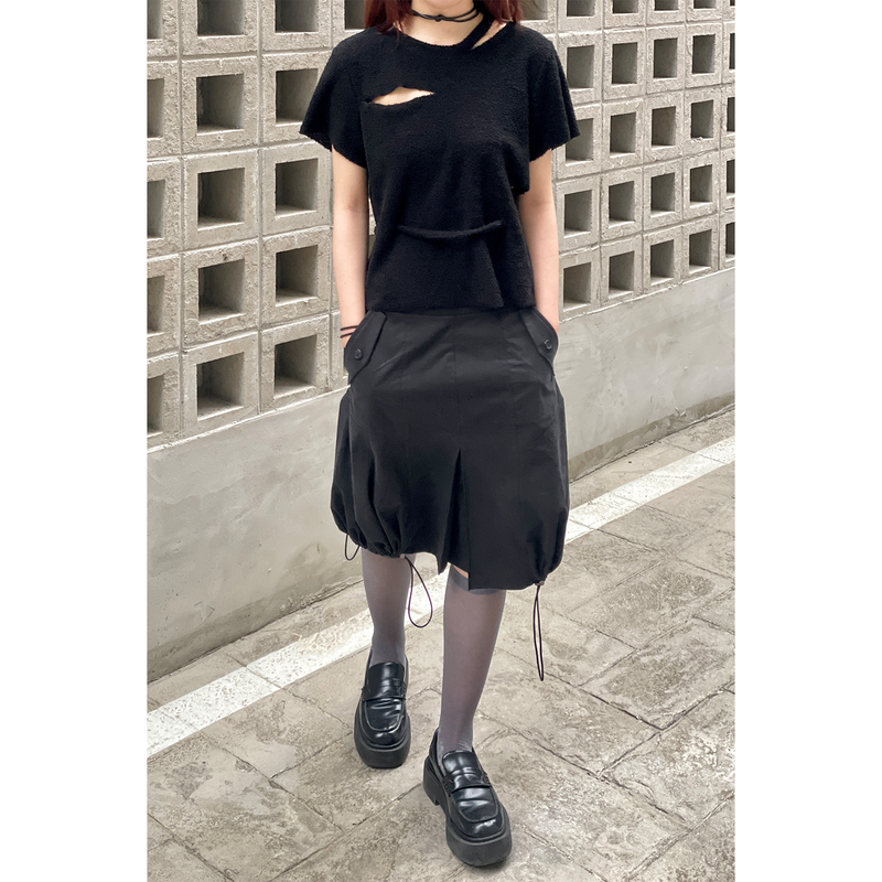 PUMPKIN STRING SKIRT : BLACK
