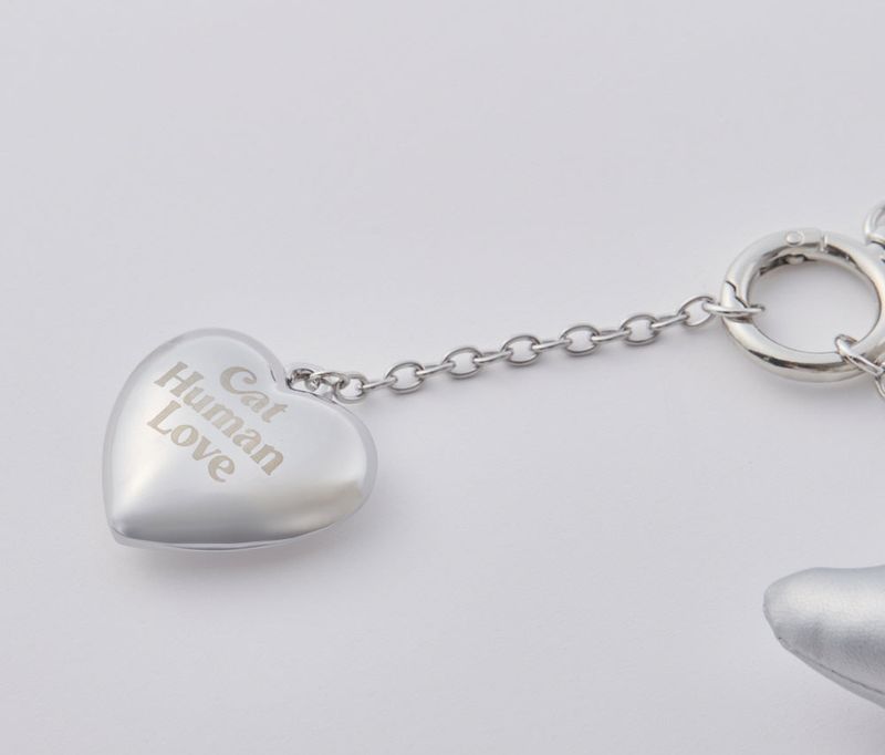 SILVER CAT HEART KEY-RING / SILVER