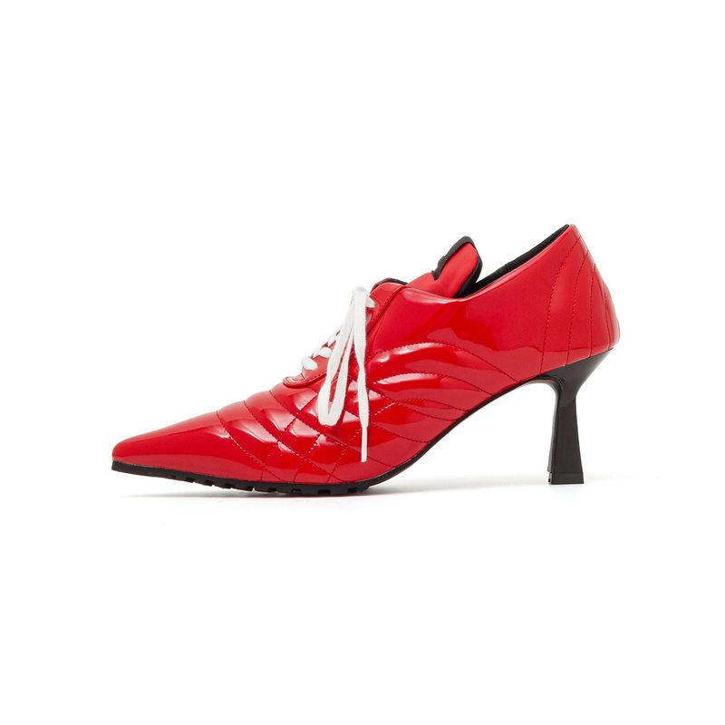 SSIMEEZ（シミズ）の「Boxing エナメルレースアップスティレットヒール(Red)（シューズ）」