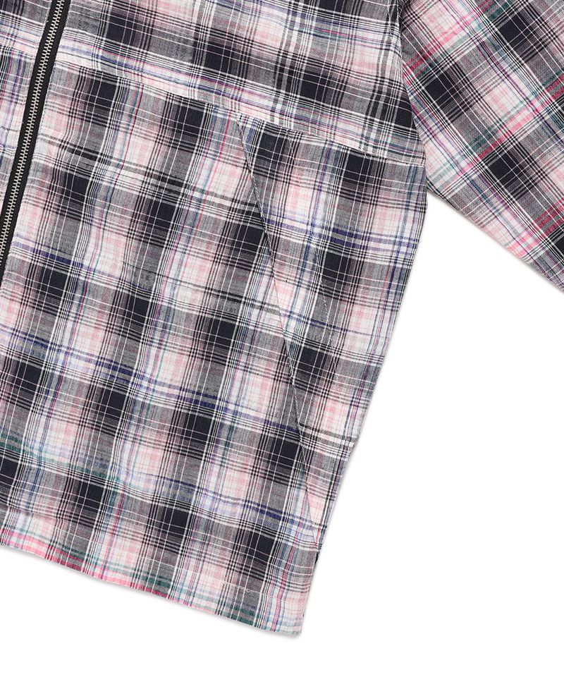 HOODED CHECK WIND BREAKER PINK(CV2FSUB962A)