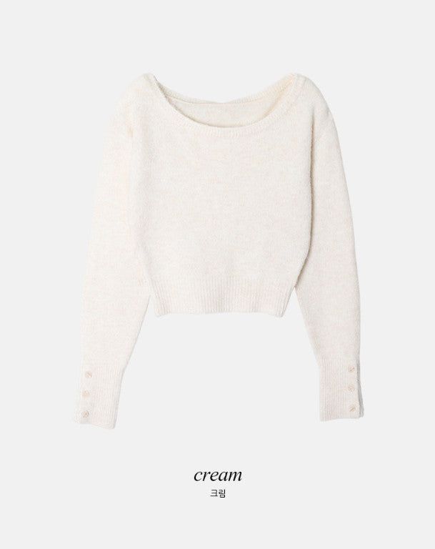 Wool Sleeve Button One Shoulder Knit (4color)