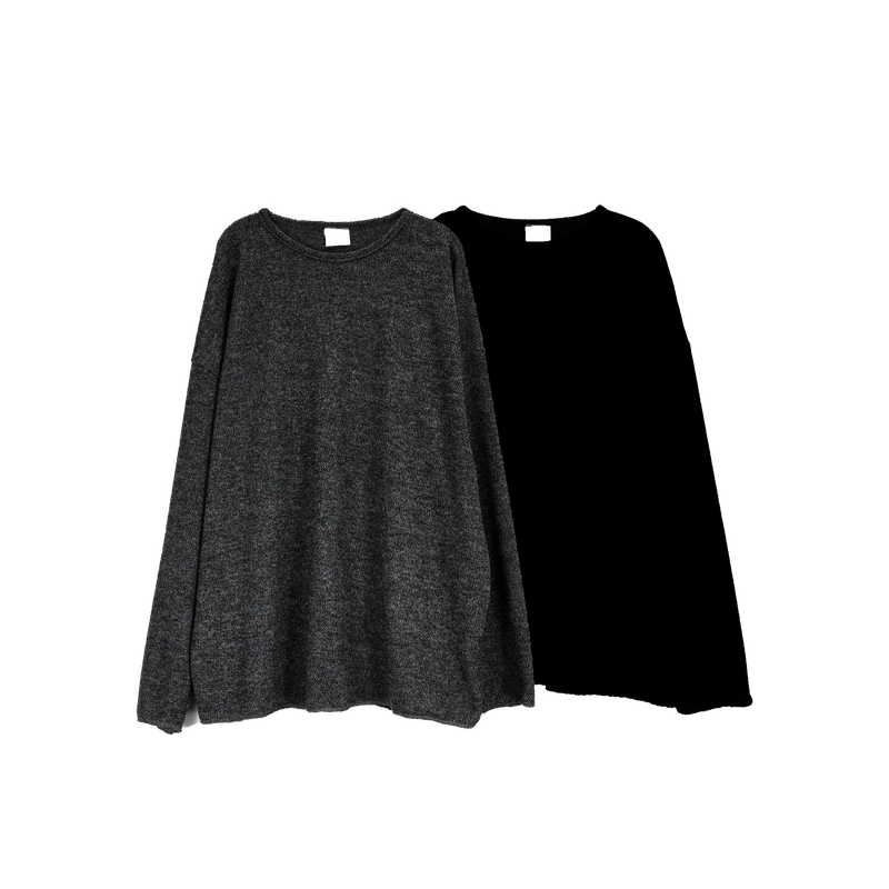 stretch boat-neck knit long sleeve