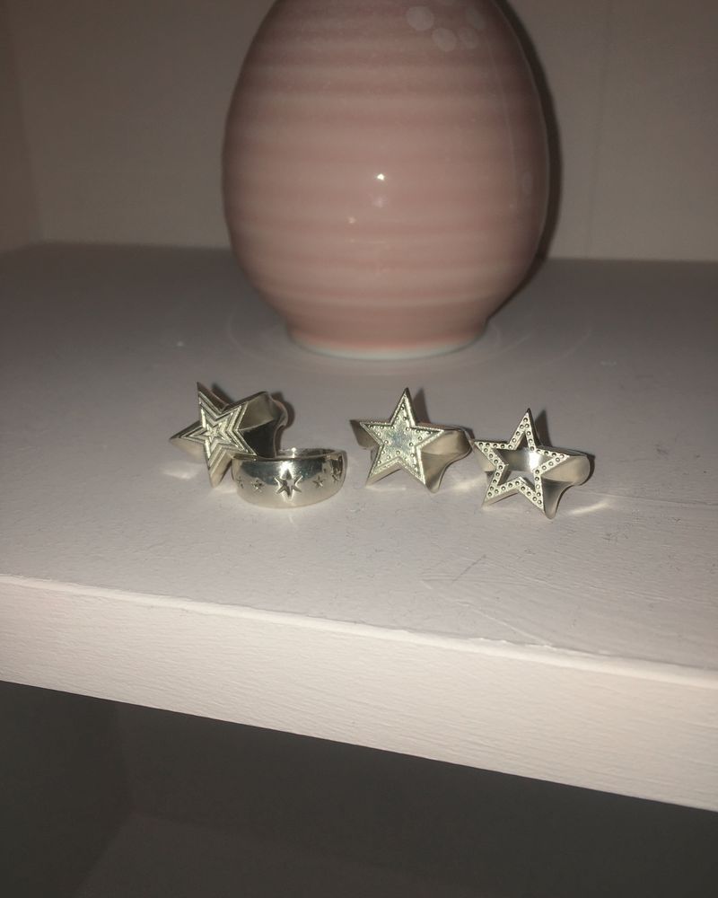 [925SILVER] COOKIE FRAME STAR STUD RING