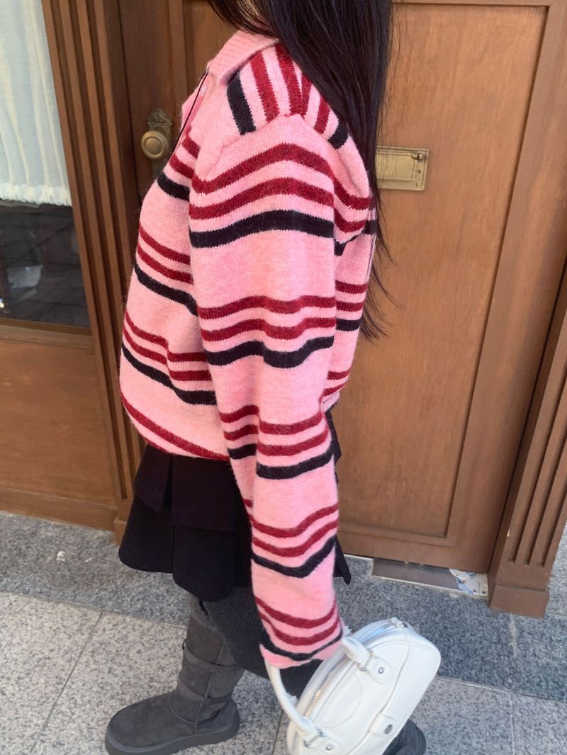 Candy Parade Collar Stripe Knit