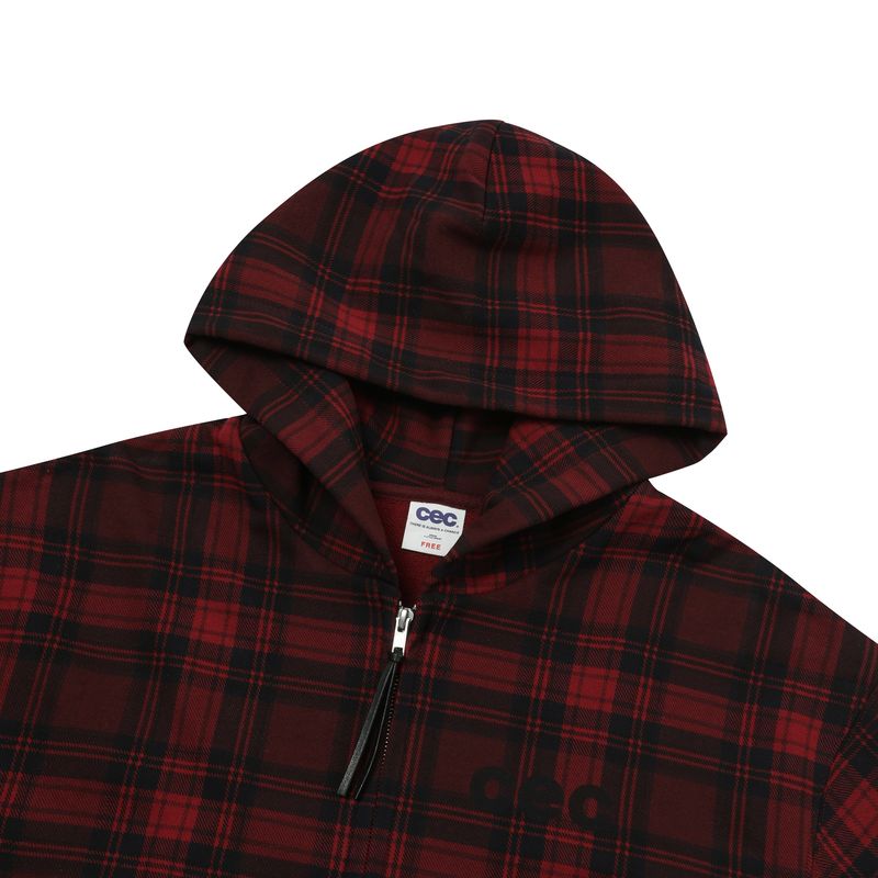 CEC CHECK ZIP-UP HOODIE(RED)