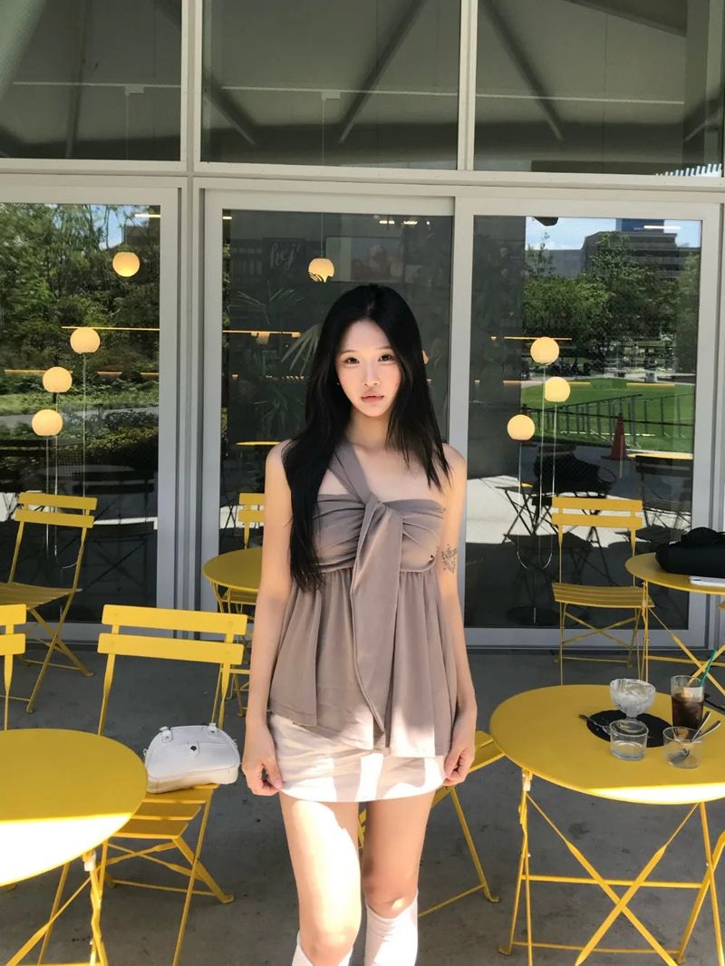 Coco Shirring Bustier Flare Sleeveless Top