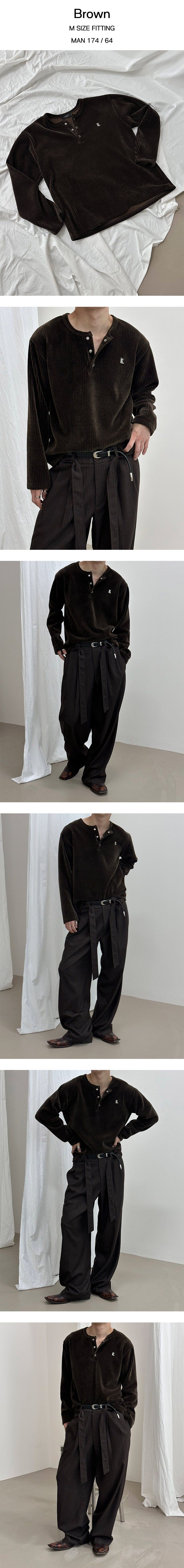 [MADE] Velvet golgi henry neck knit sleeves(3color)