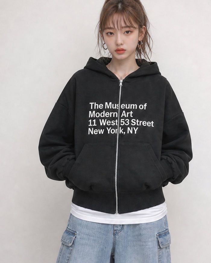 (UNISEX) Museum Bonded Hood Zip-Up