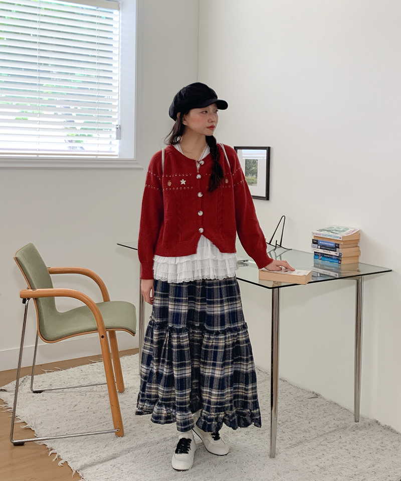 Sorbet Long Checkered Skirt