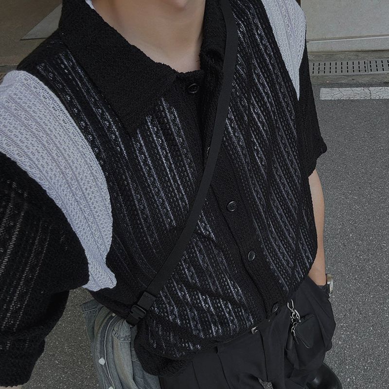 ASCLO Varsity Lace Short Sleeve Cardigan (3color)