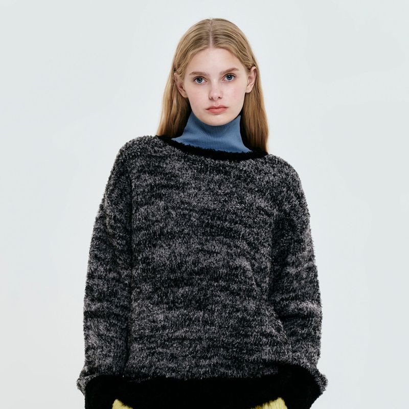 CHERRY TEXTURE LOOSE FIT KNIT [BLACK]