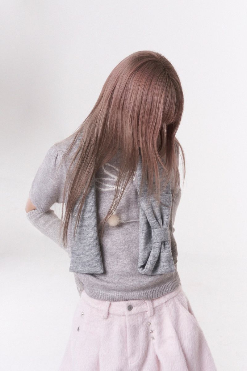 Mini ribbon muffler_gray