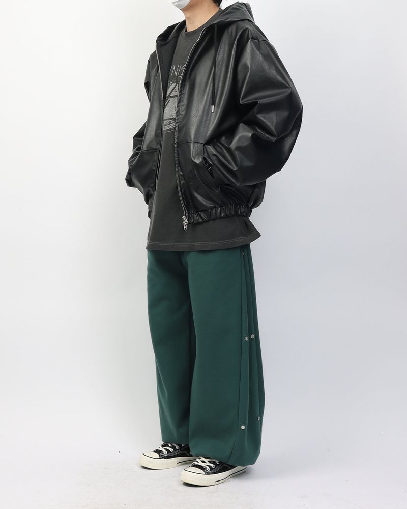 Vigan Leather 2way Hood Zip-up