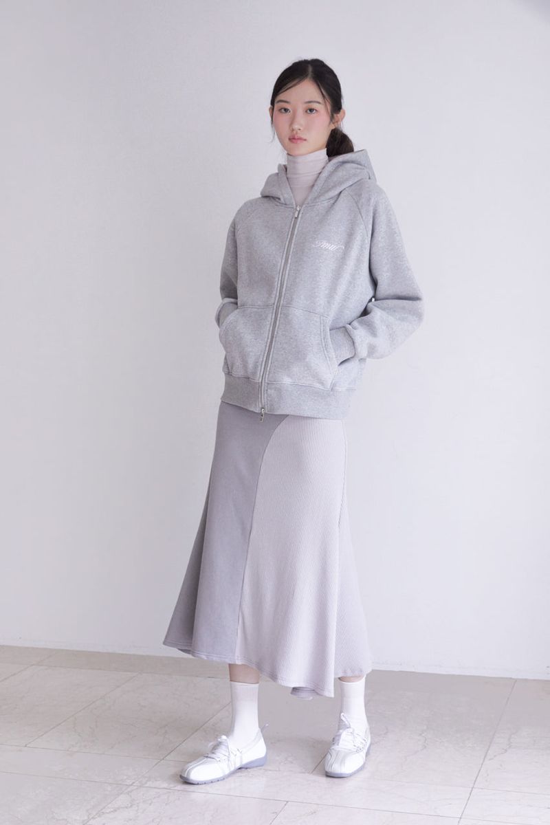 Raglan 2way Hood Zip-up (MELANGE GREY)