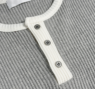 Cumin Fingerhole Waffle Henley neck 4C