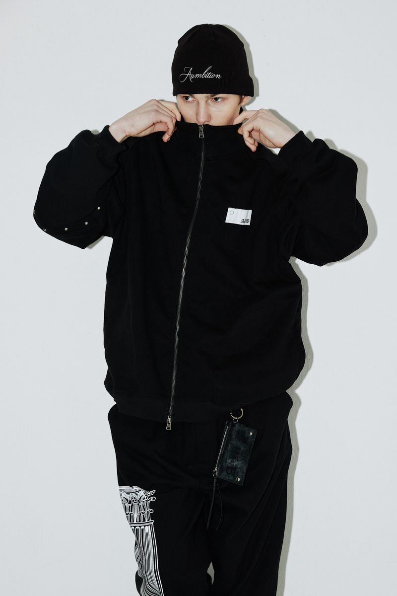 Rivet Wide Sweat Zip-up (Clean-black)