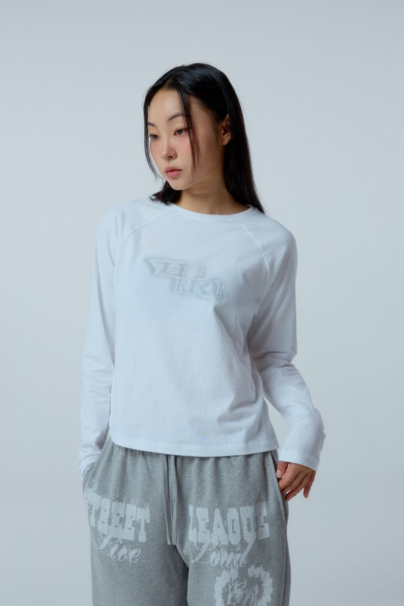 EEERRR Distorted Logo raglan long sleeve (White)