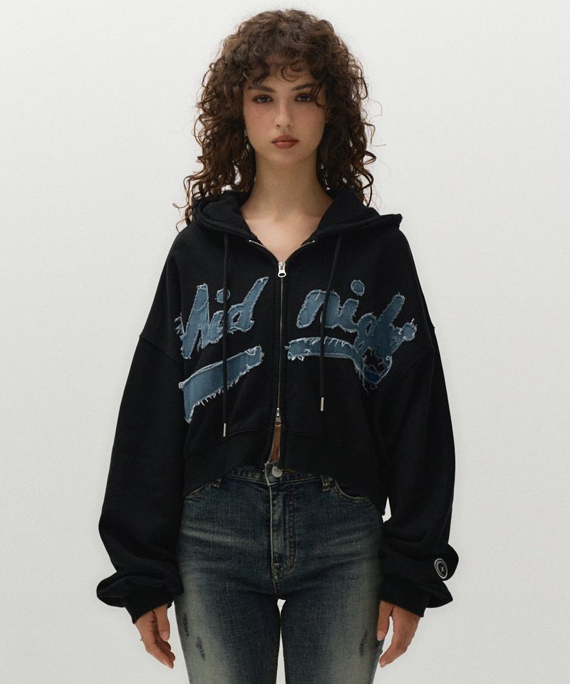 MIDNIGHT MOVE（ミッドナイトムーブ）の「damage hood zip up (black)（Tops）」