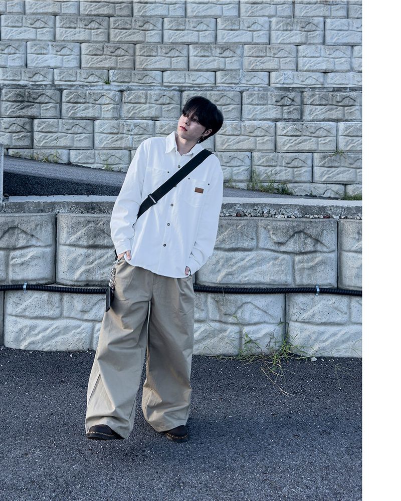Drain Patch Work Shirt Jacket