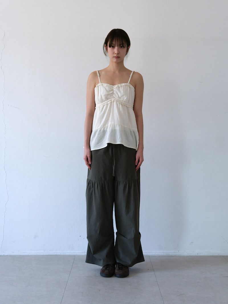 Shirring Cotton Pants (Khaki)