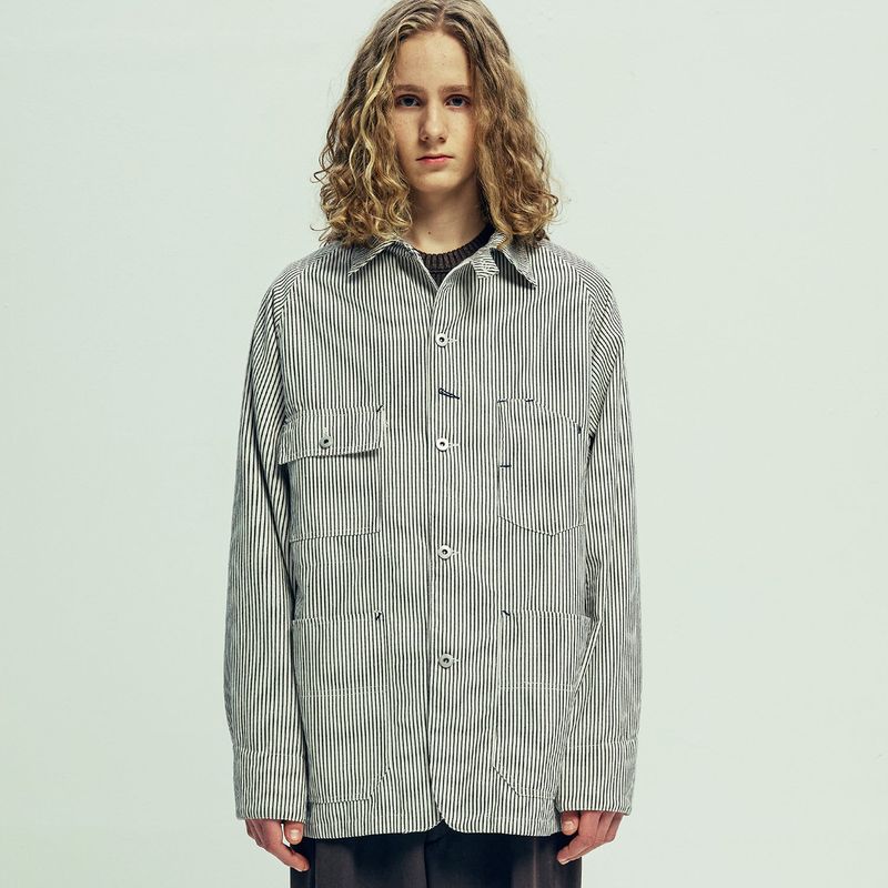 xau hickory chore jacket ivory stripe
