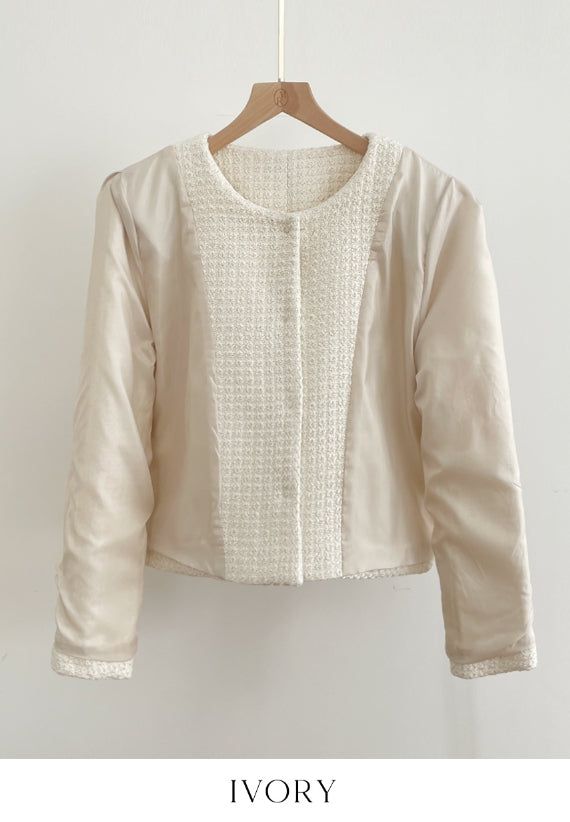 Shurea No Collar Pearl Tweed Jacket