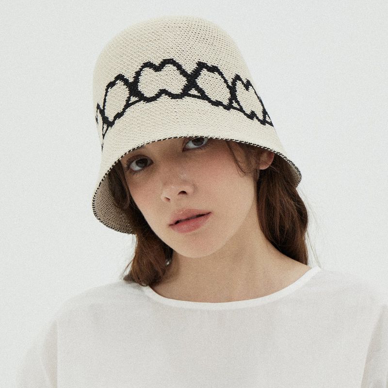 VA Curved Logo Jacquard Bucket Hat / Lightbeige