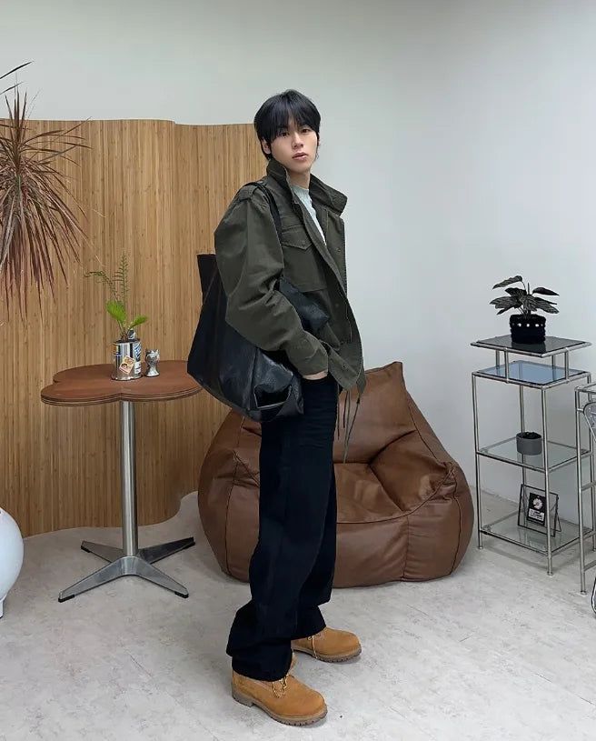 Topel Wrinkle Curved Denim Pants