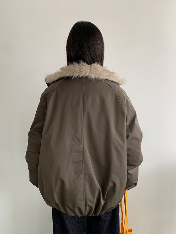 Viewpass High Neck Fur Bomber Jacket