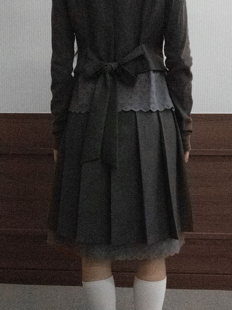 Tweety Bow Midi Skirt (grey)