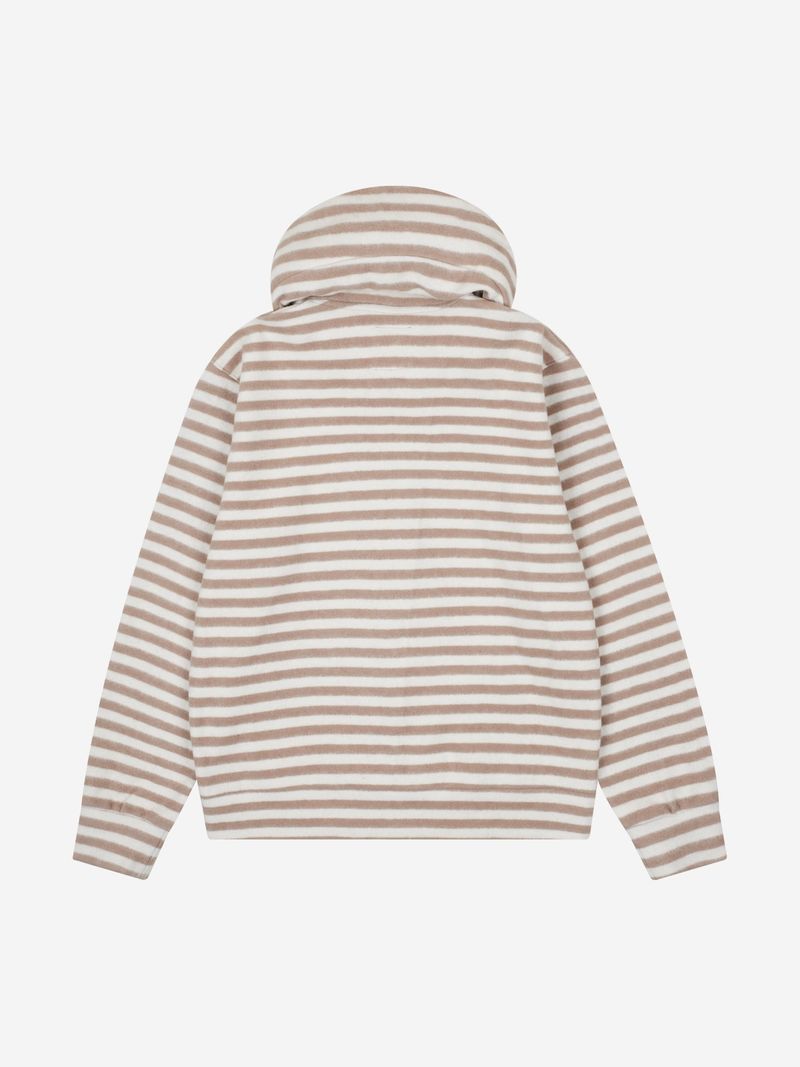S.T.C. STRIPE FLEECE MUFFLER ZIP UP (BEIGE)