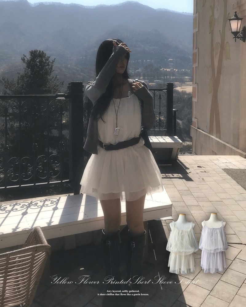 GUSTA（グスタ）の「Nature Chiffon Sleeveless Mini Dress（Dresses）」
