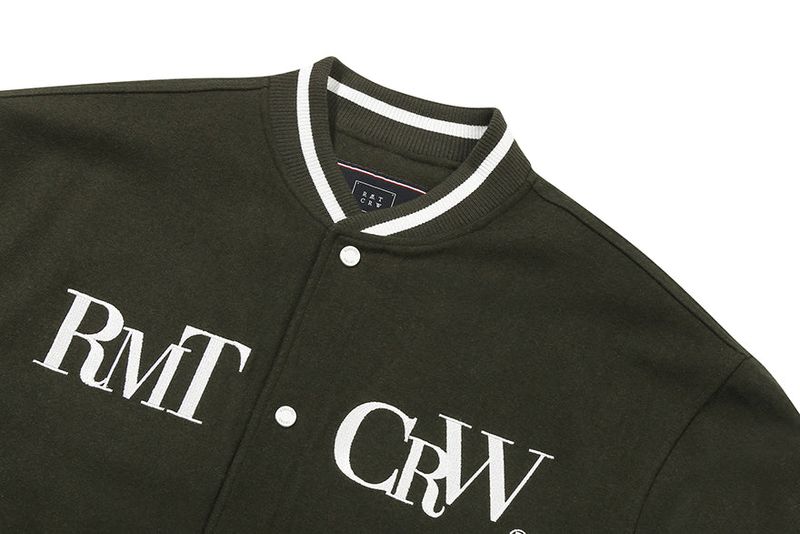 WILD FLOWER WOOL VARSITY JACKET_KHAKI
