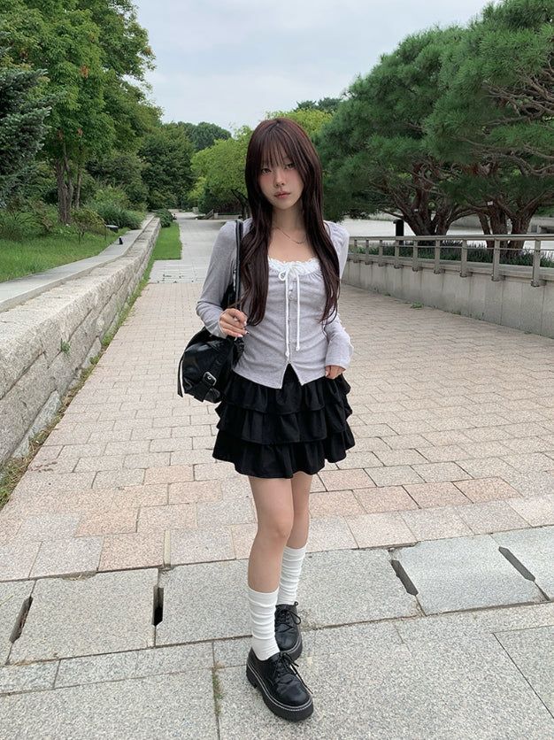 Latte Suede Tiered Mini Skirt