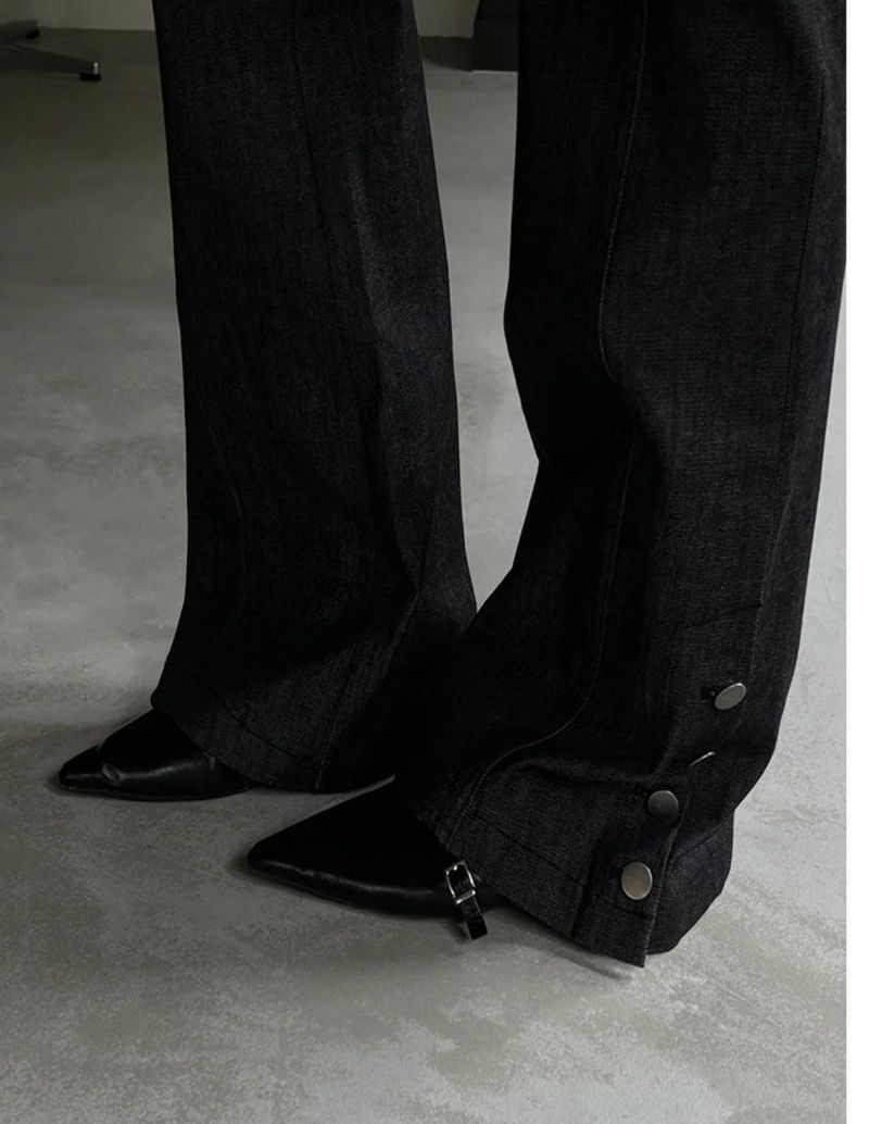Slit button boots cut pants(2color)