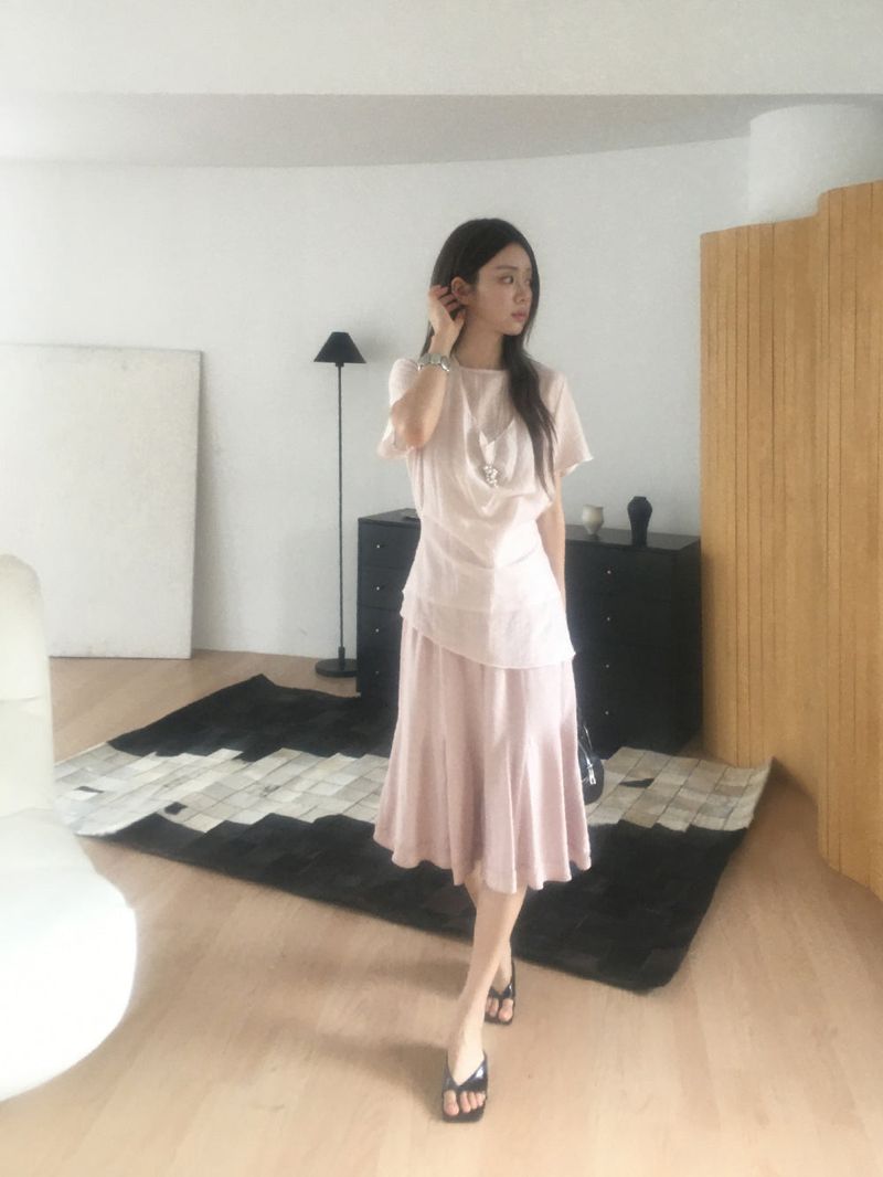 Aqua flare midi skirt