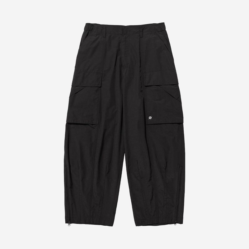 Nylon RIB Wide Pocket Pants - BLACK
