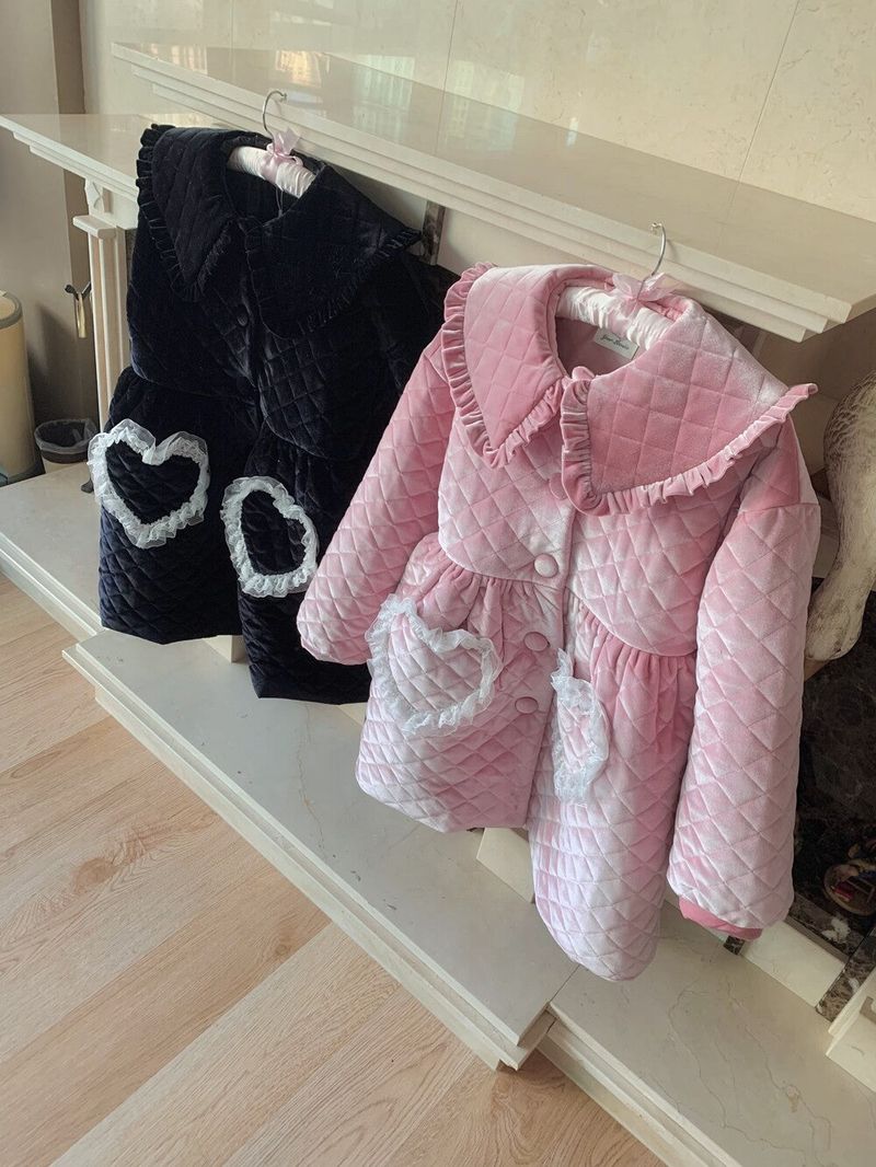 Lovable Velvet Quilted Padded Coat ( Black )