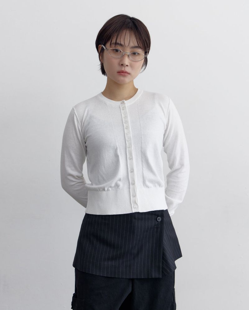 Multi Button Cotton Round Cardigan