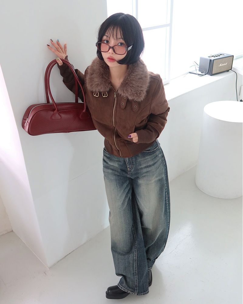 Mocha Vintage Straight Wide Jeans
