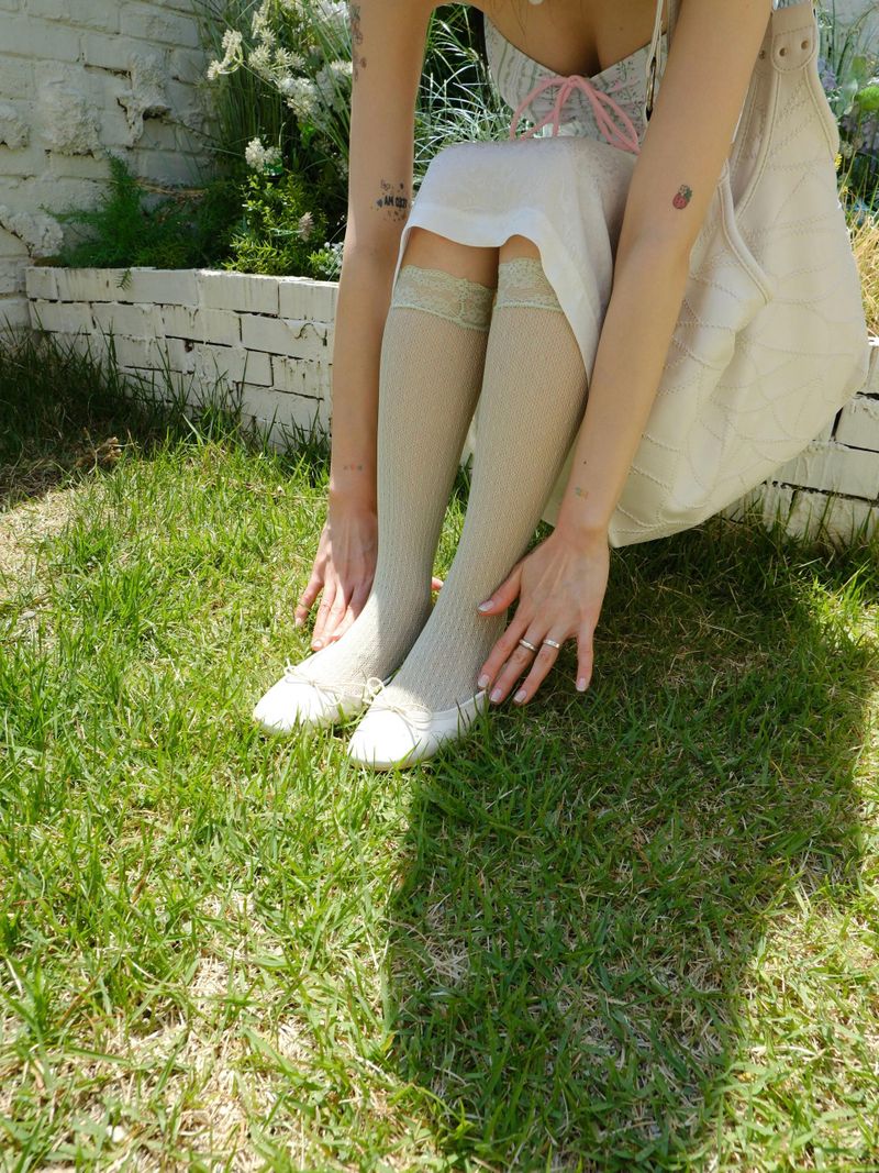 jacquard lace knee socks