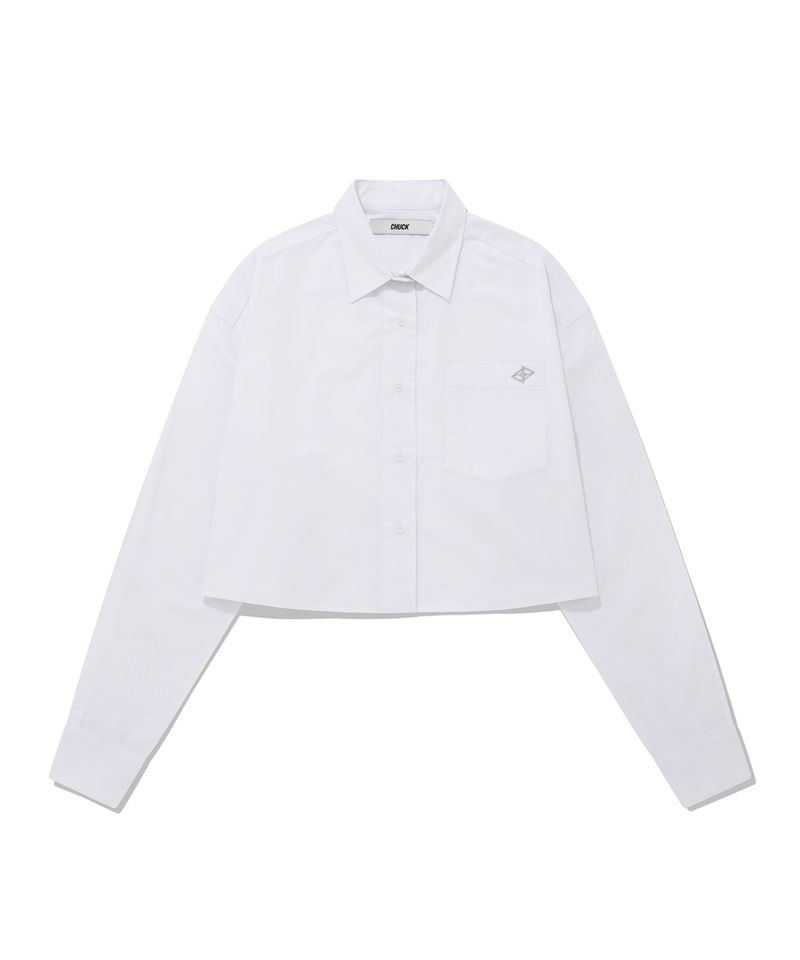 CHUCK（チャック）の「CHUCK シャープロゴクロップコットンシャツ / CHUCK SHARP LOGO CROP COTTON SHIRT (WHITE)（Tops）」