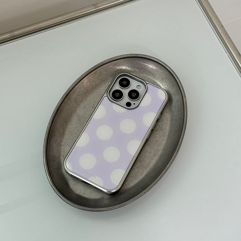 [MADE] silver big dot epoxy bumper case - taro bubble