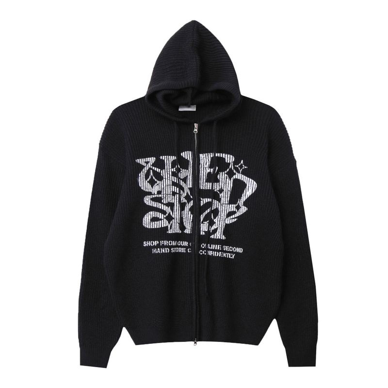LMN Munt Oversized-Fit Knitwear Hooded Zip-Up (4 colors)