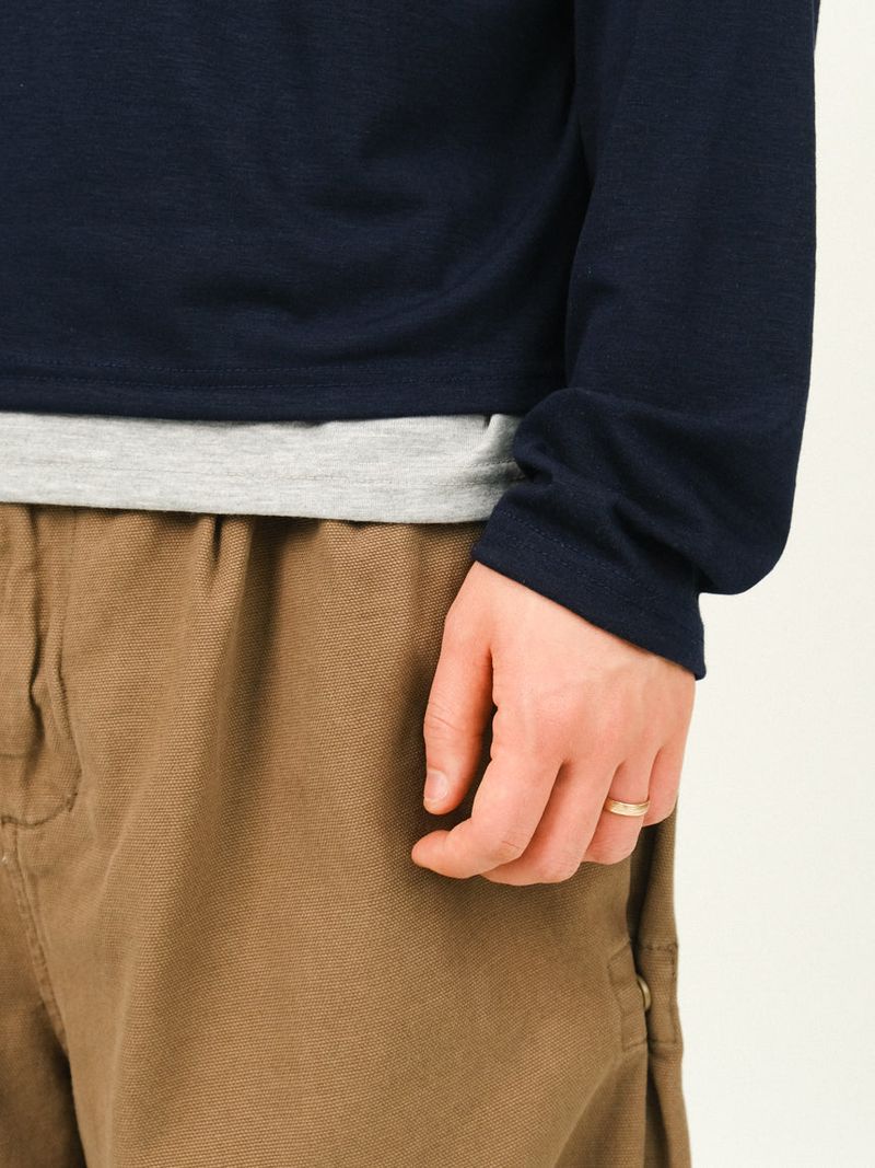 ROR Henry Neck Layered Crop T-shirt