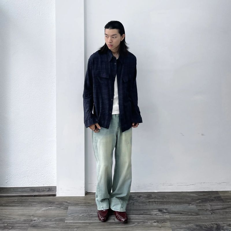 Cropped Utility Plaid Overshirt