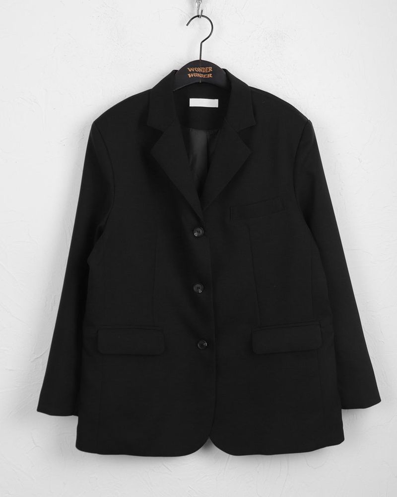 Tebi Basic Boxy Overfit Minimal Blazer Jacket