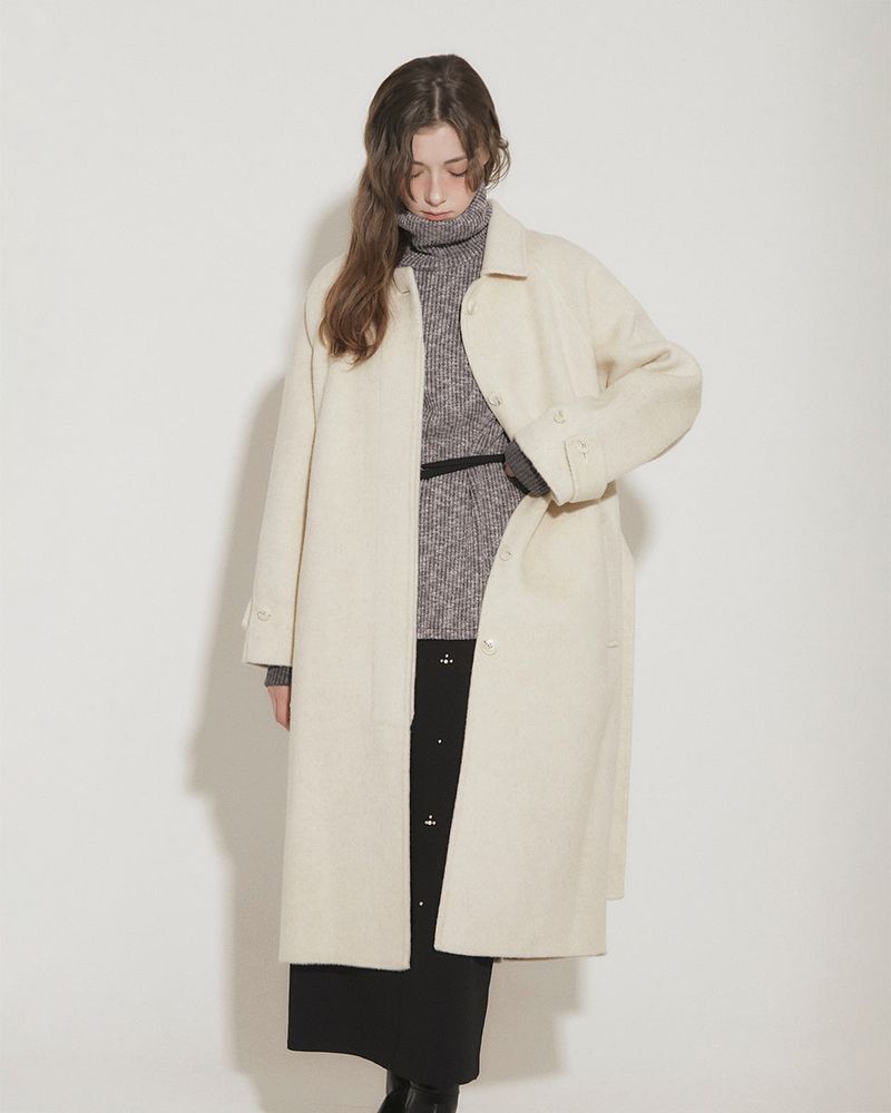 WOOL BALMACAAN COAT [IVORY]